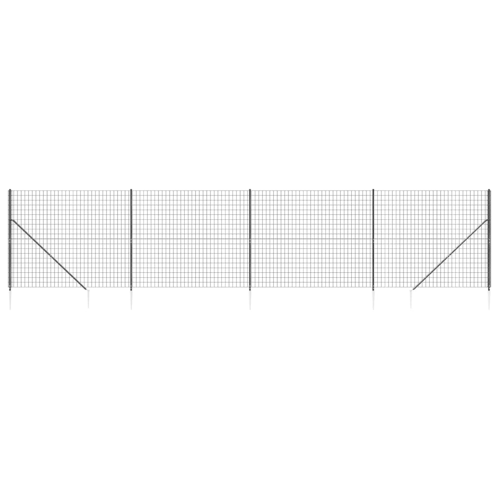 vidaXL Clôture en treillis métallique et ancrage anthracite 2,2x10 m