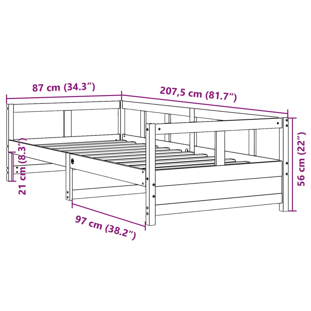 vidaXL Lit de jour sans matelas cire marron 80x200 cm bois pin massif