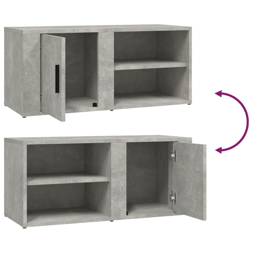 vidaXL Meuble TV Gris béton 80x31,5x36 cm Bois d'ingénierie