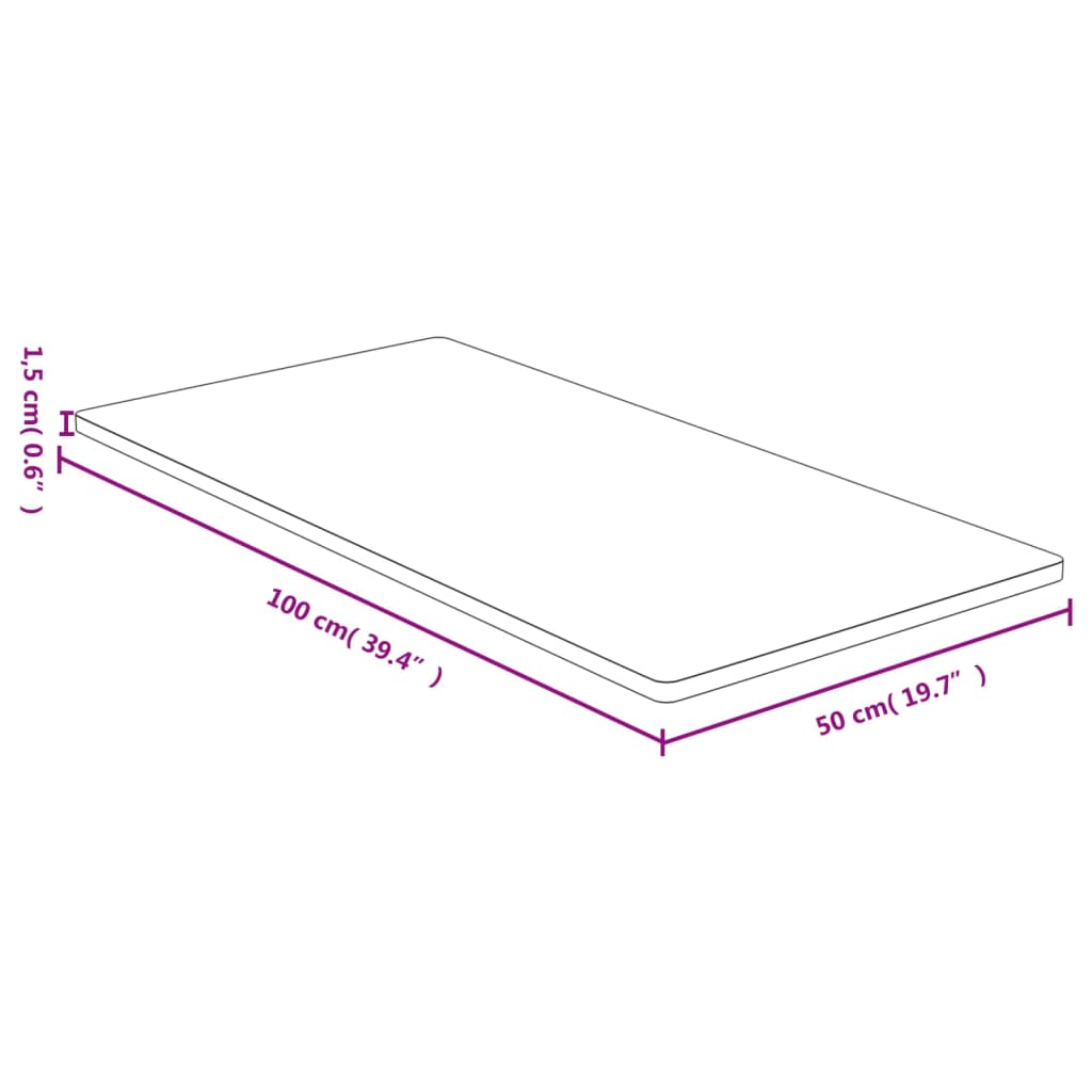 vidaXL Dessus de table 50x100x1,5 cm bambou