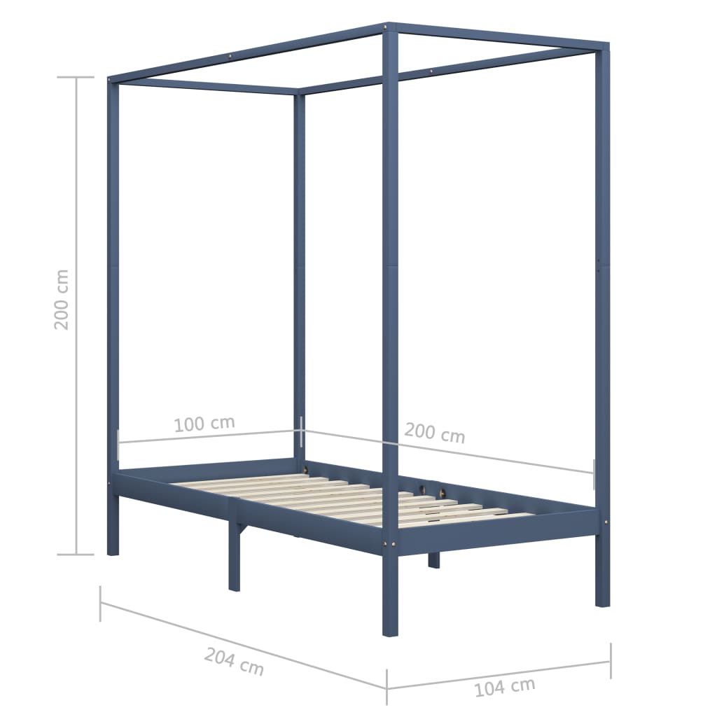 vidaXL Cadre de lit à baldaquin sans matelas bois massif 100x200 cm