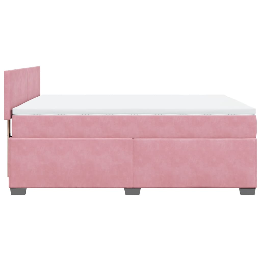 vidaXL Sommier à lattes de lit avec matelas Rose 140x200 cm Velours