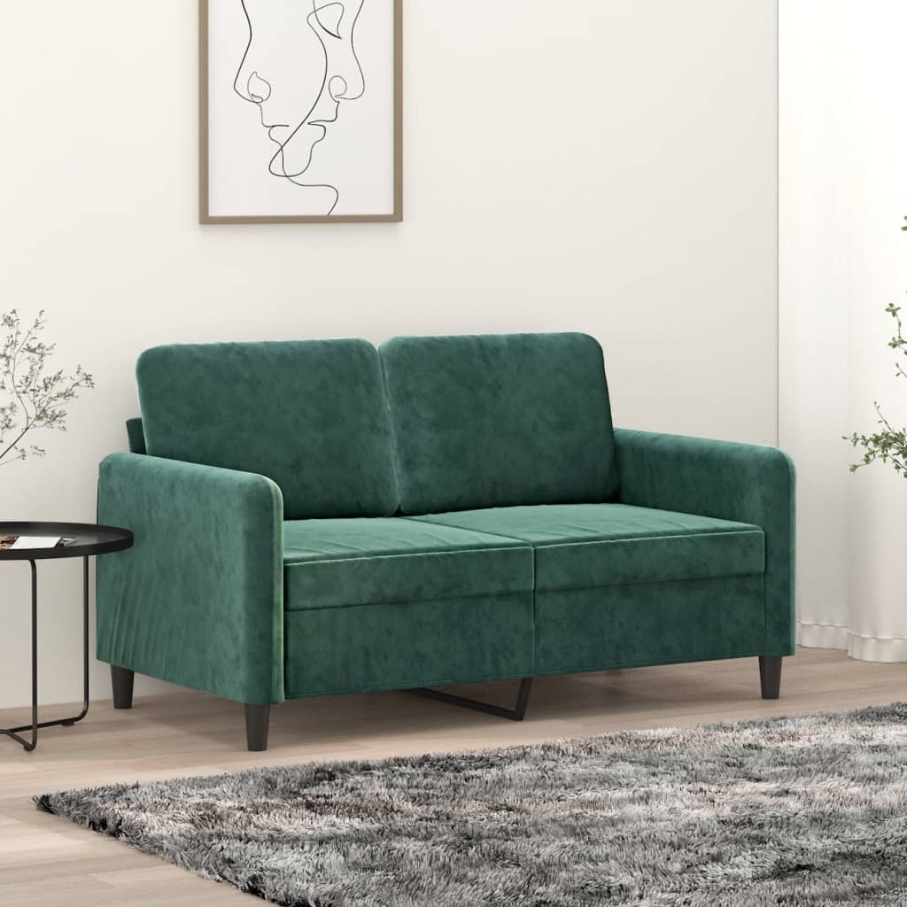 vidaXL Canapé à 2 places Vert foncé 120 cm Velours