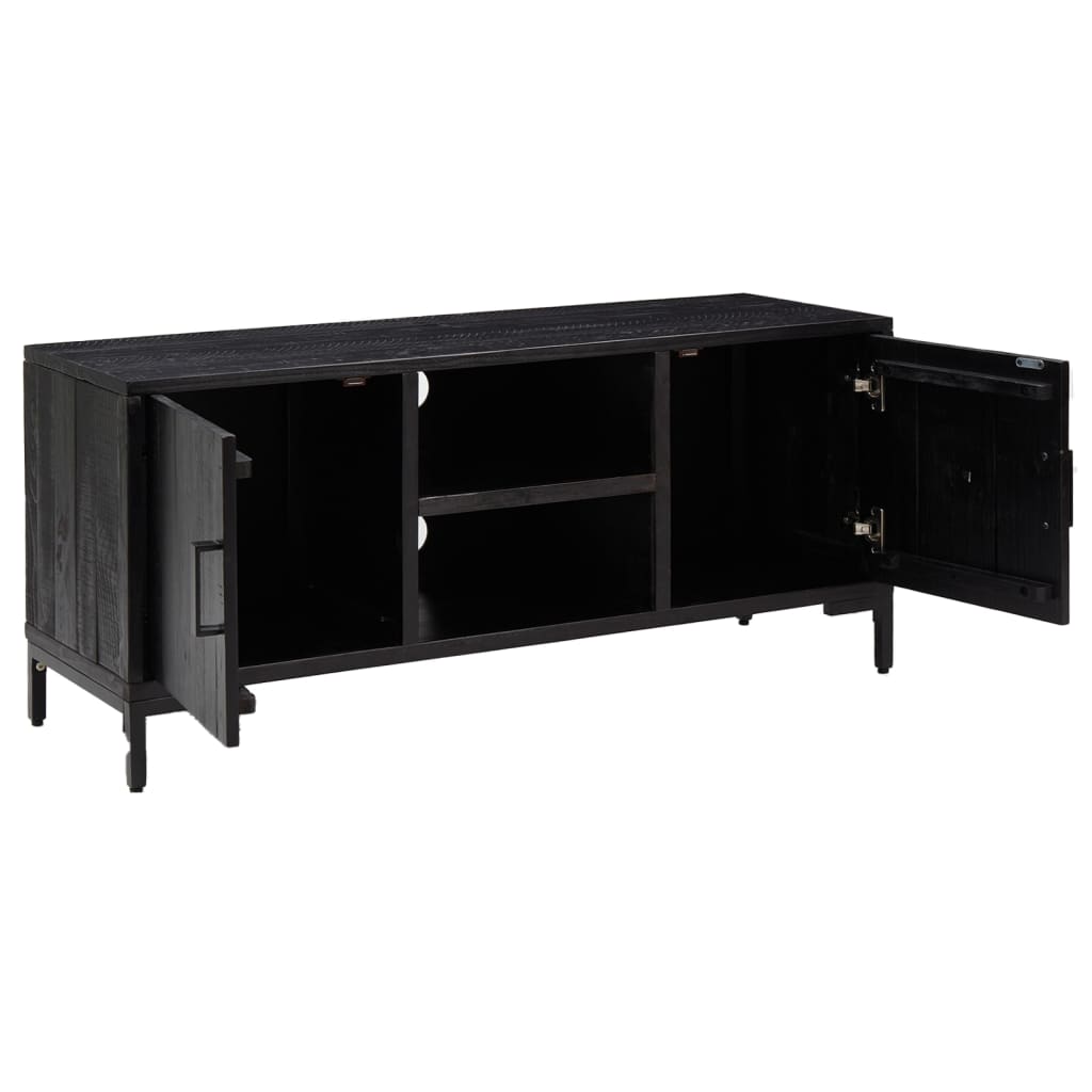 vidaXL Meuble TV Noir 110x35x48 cm Bois de pin massif