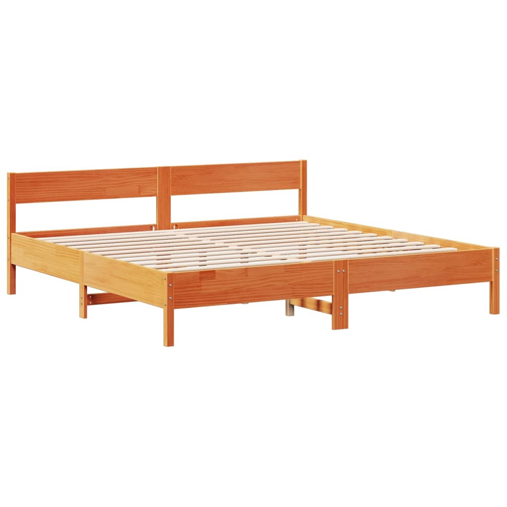 vidaXL Lit bibliothèque sans matelas cire marron 200x200 cm pin massif