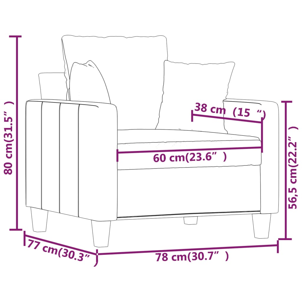 vidaXL Fauteuil Crème 60 cm Tissu