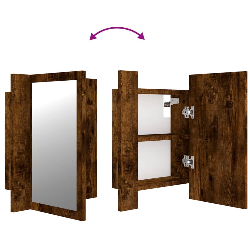 vidaXL Armoire à miroir LED de salle de bain chêne fumé 40x12x45 cm