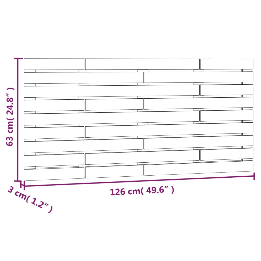 vidaXL Tête de lit murale Marron miel 126x3x63 cm Bois massif de pin