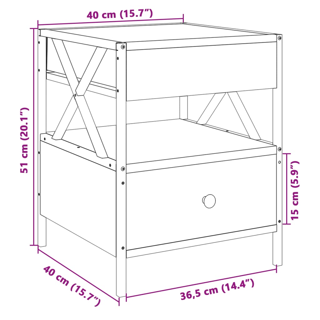 vidaXL Table basse avec LED Infinity chêne sonoma 40x40x51 cm