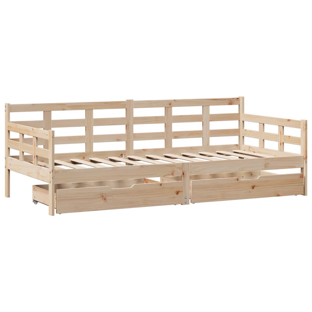 vidaXL Lit de jour avec tiroirs sans matelas 90x190 cm bois massif