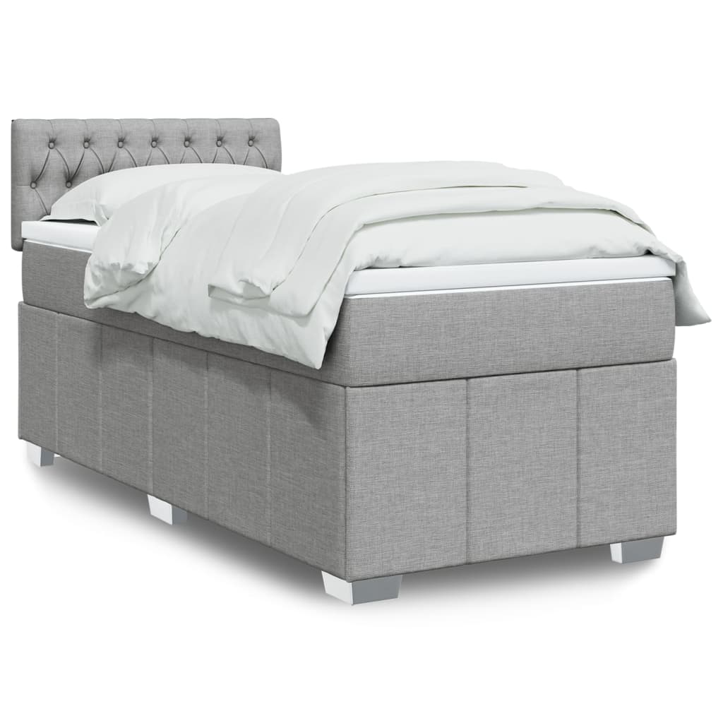 vidaXL Sommier à lattes de lit avec matelas Gris clair 90x200 cm Tissu