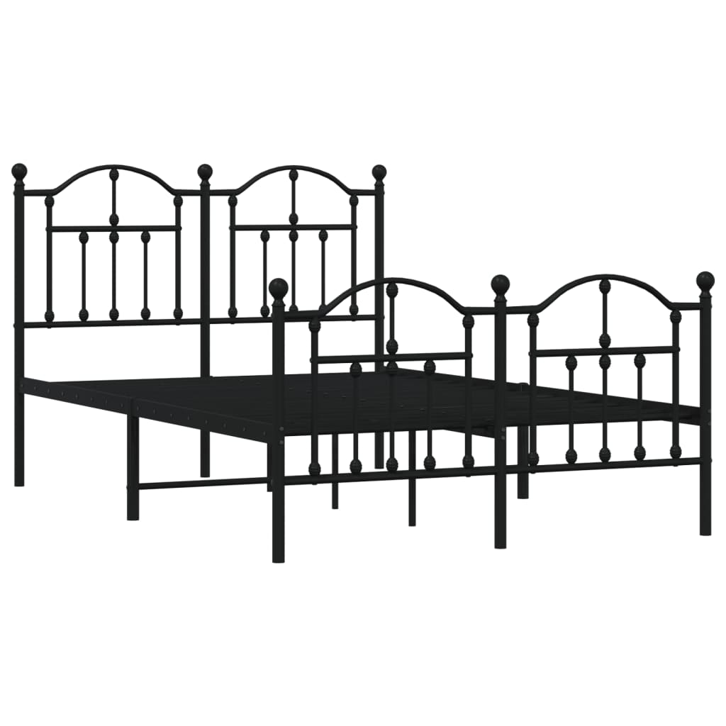 vidaXL Cadre de lit métal sans matelas avec pied de lit noir 120x200cm