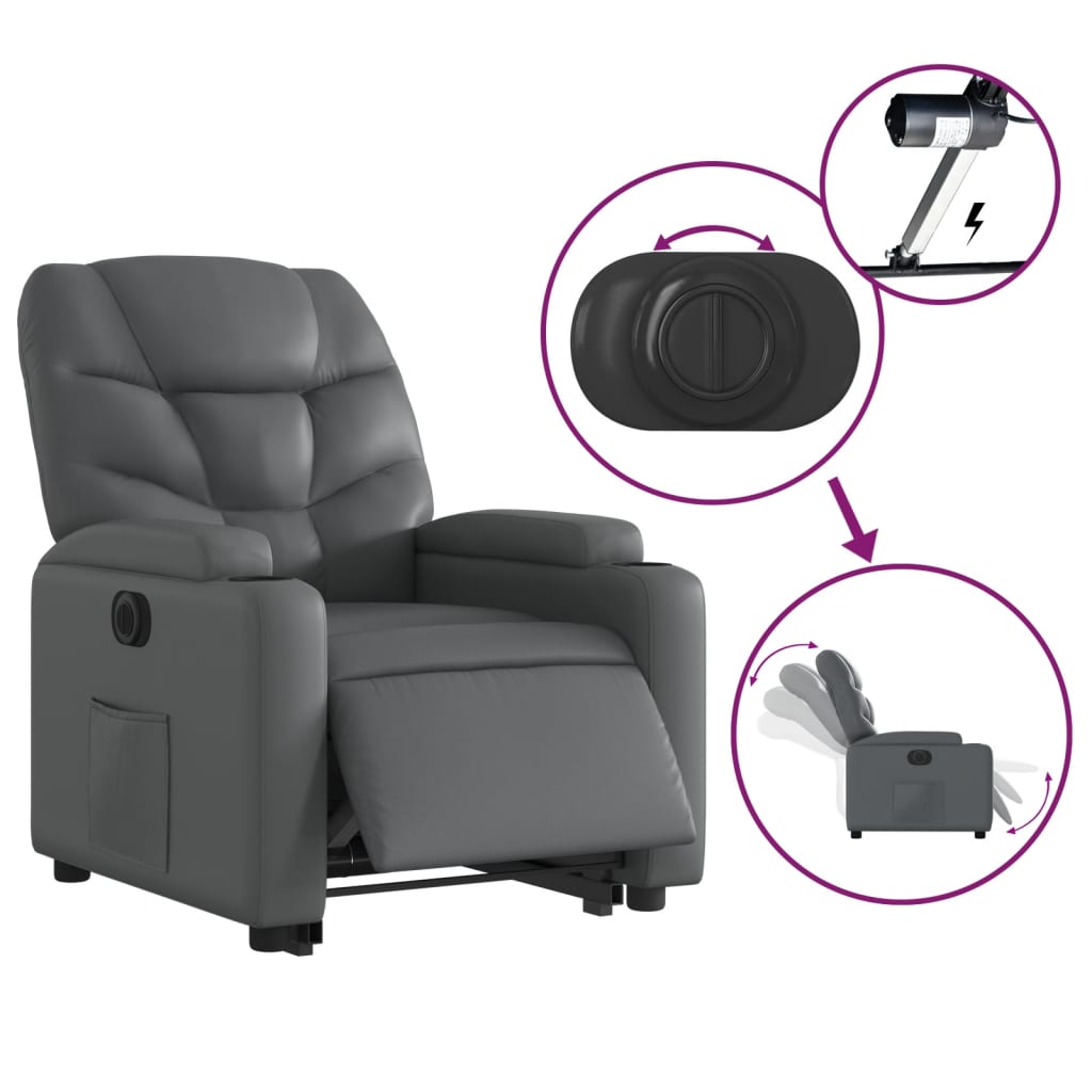 vidaXL Fauteuil inclinable électrique gris similicuir