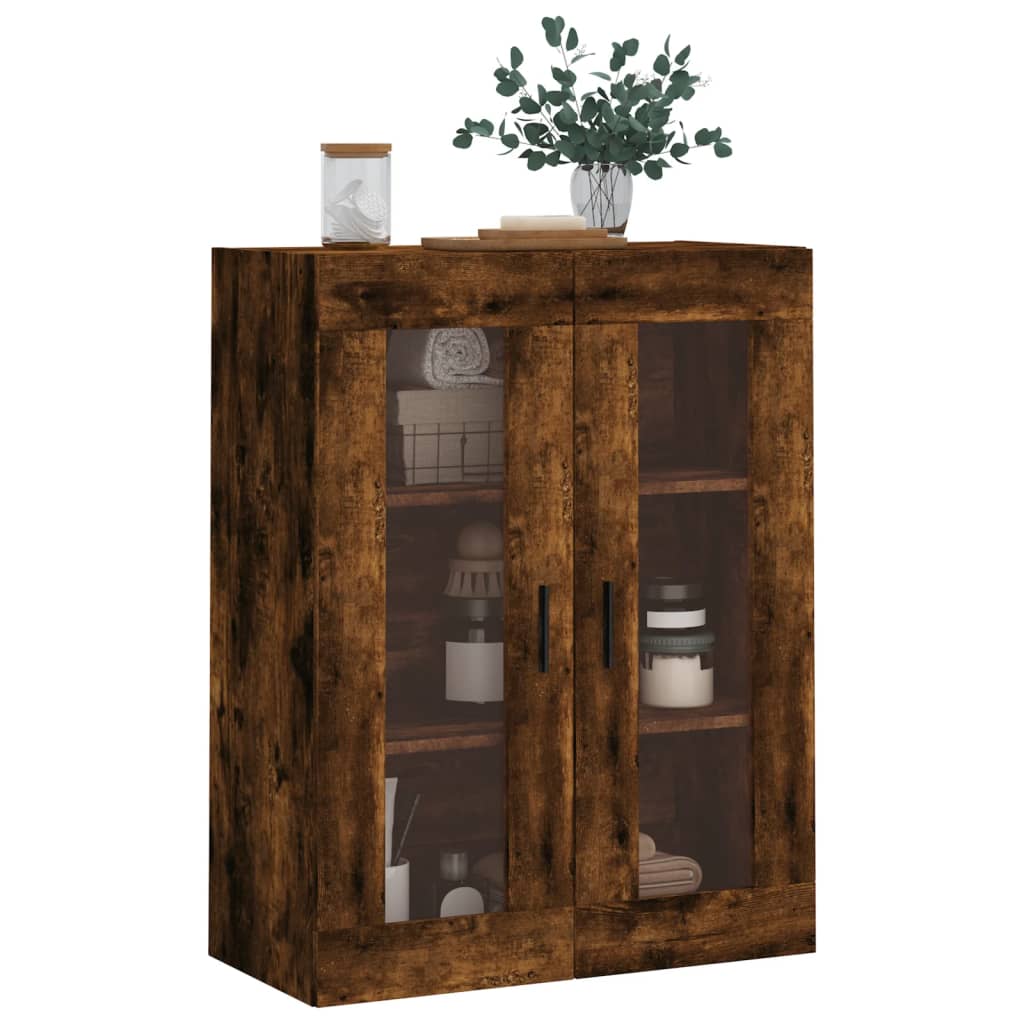 vidaXL Armoire murale chêne fumé 69,5x34x90 cm