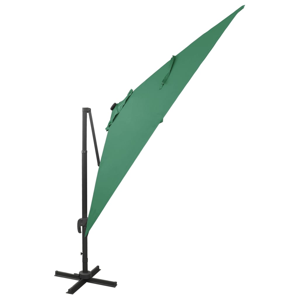 vidaXL Parasol de jardin en porte-à-faux et mât et lumières LED vert