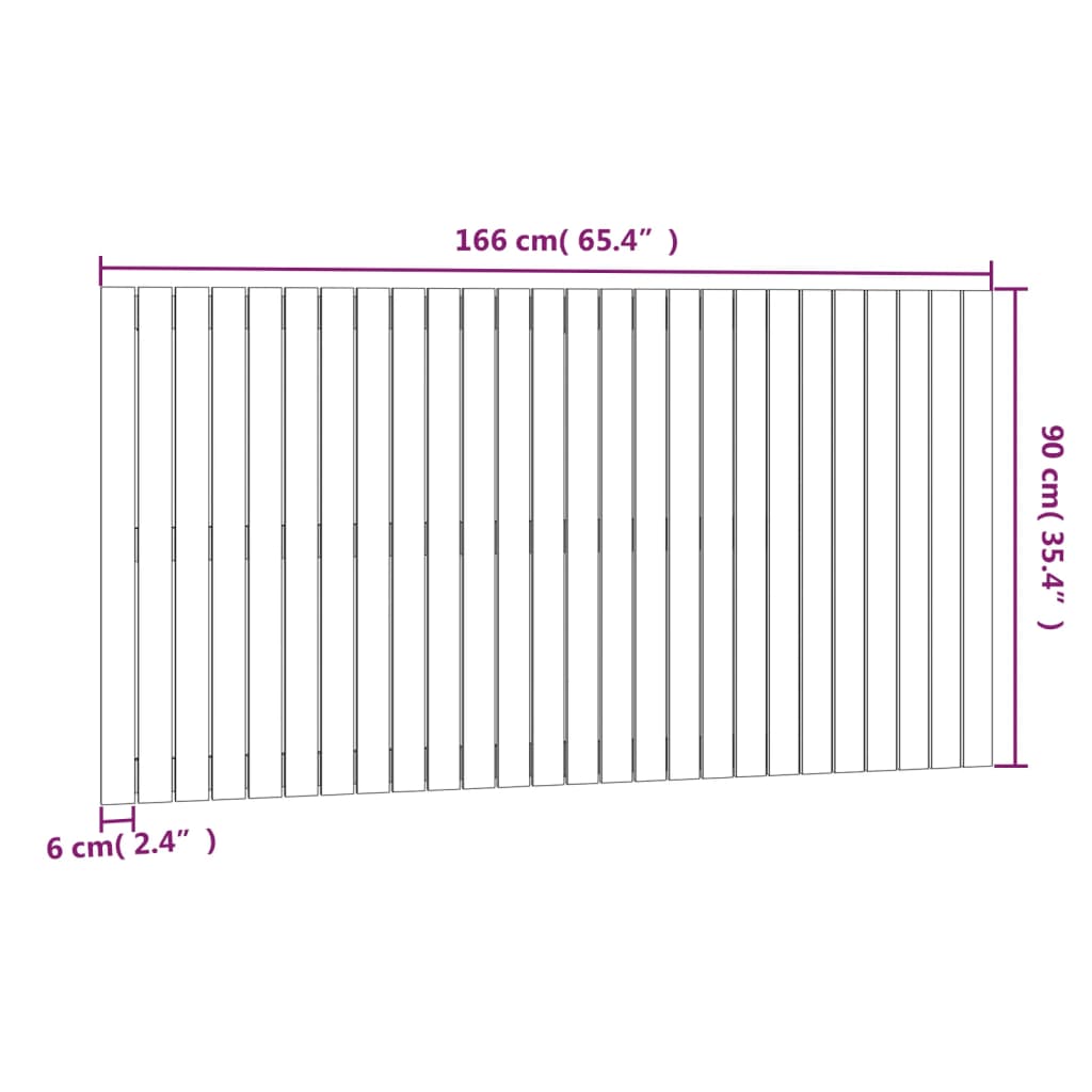 vidaXL Tête de lit murale 166x3x90 cm Bois massif de pin