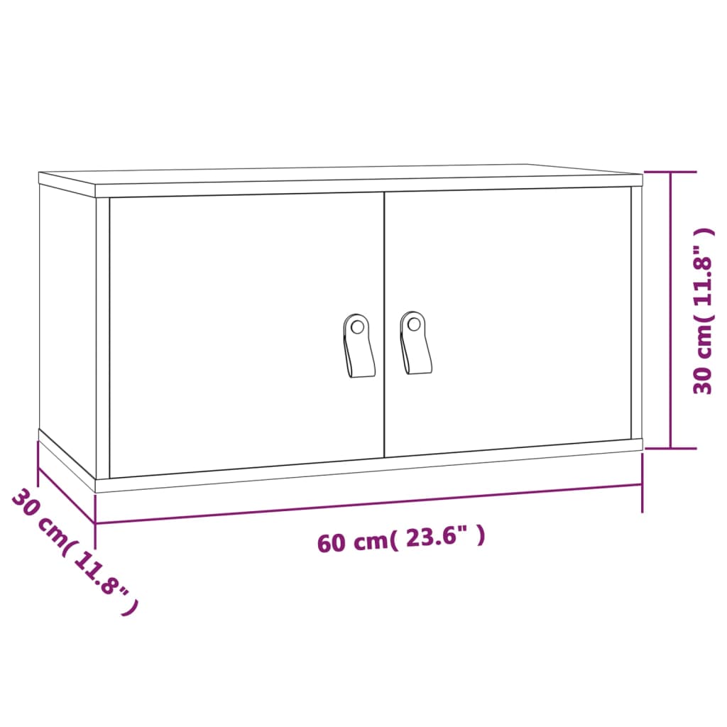 vidaXL Armoire murale Noir 60x30x30 cm Bois de pin massif