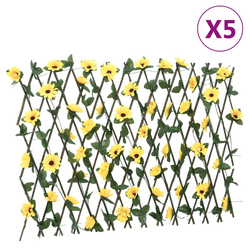 vidaXL Treillis de lierre artificiel extensible 5 pcs jaune 180x60 cm