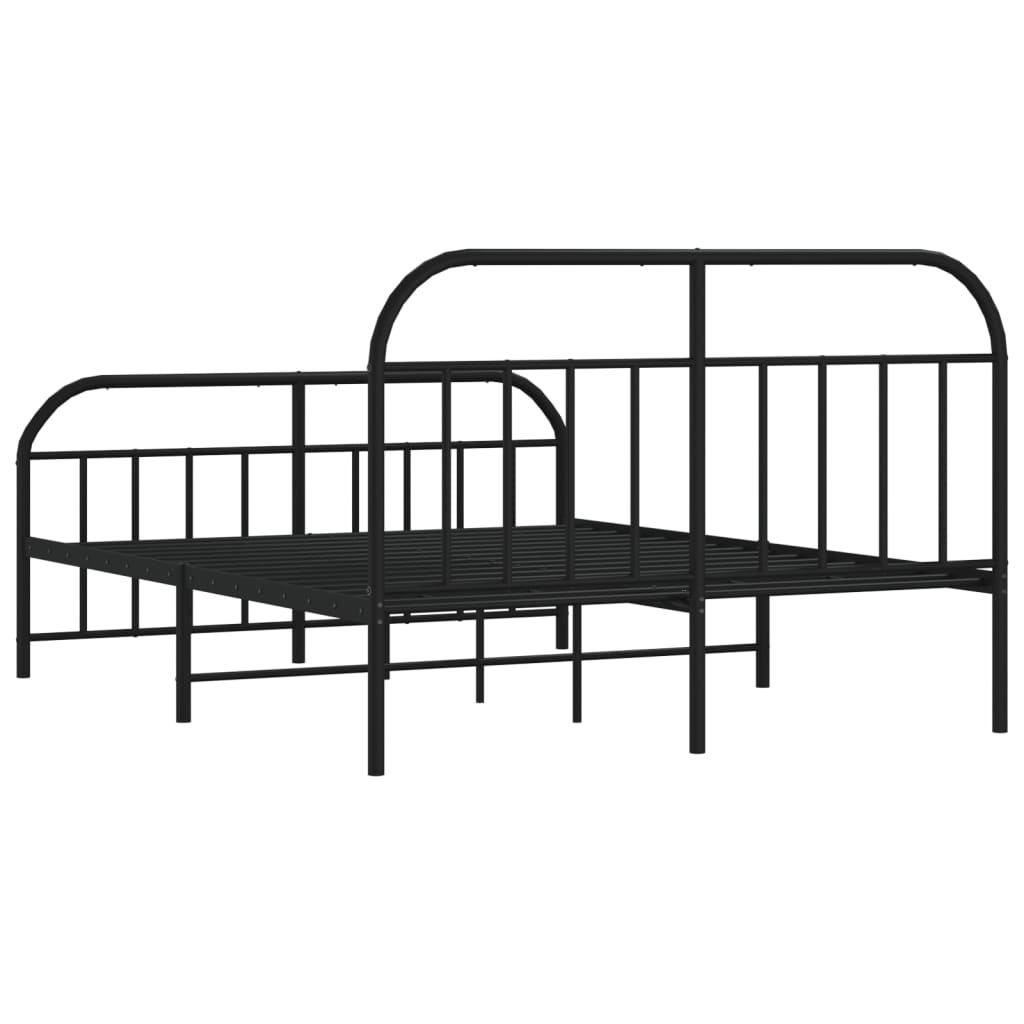 vidaXL Cadre de lit métal sans matelas avec pied de lit noir 160x200cm