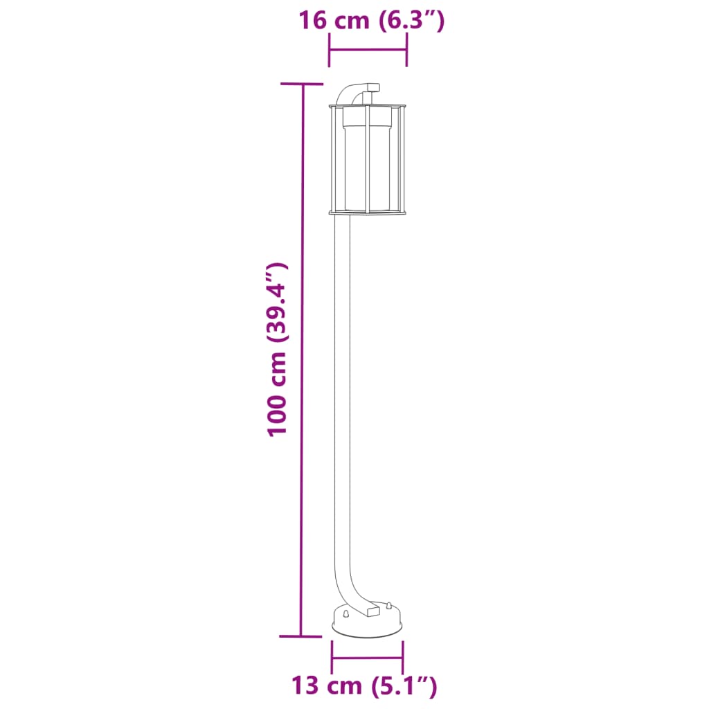 vidaXL Lampadaires d'extérieur 3 pcs noir 100 cm acier inoxydable