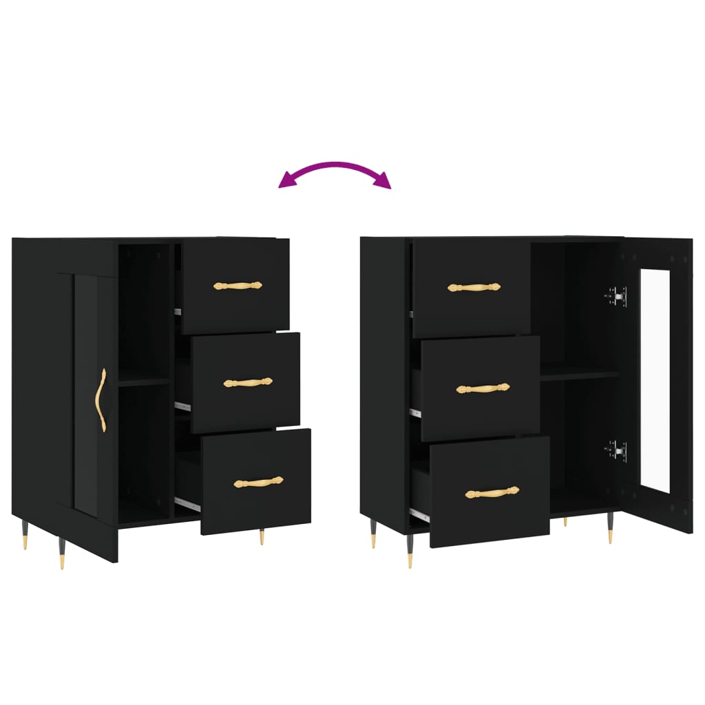 vidaXL Buffet noir 69,5x34x90 cm bois d'ingénierie