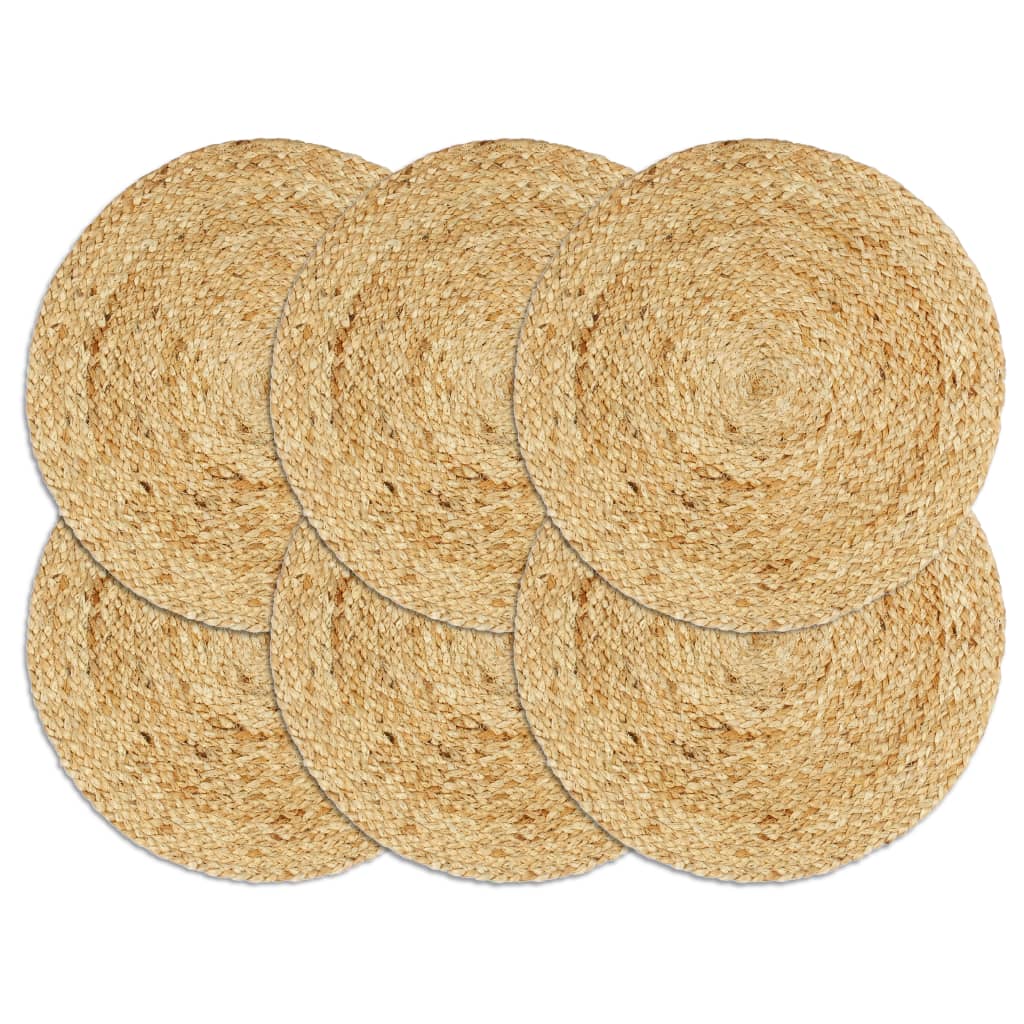 vidaXL Napperons 6 pcs Naturel Plain 38 cm Rond Jute