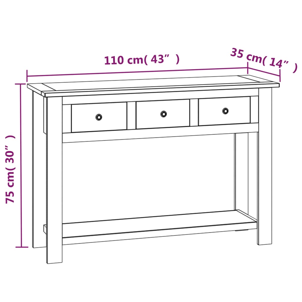 vidaXL Table console 110x35x75 cm Bois de chêne solide