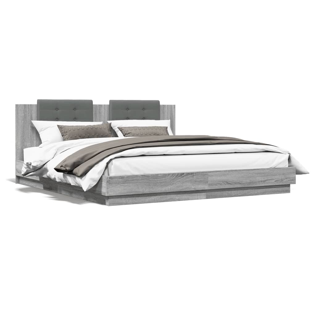 vidaXL Cadre de lit sans matelas sonoma gris 180x200 cm