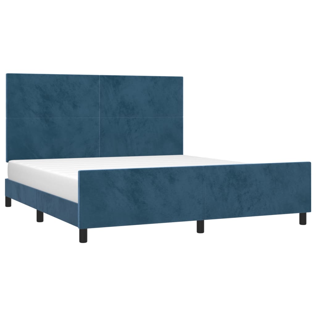 vidaXL Cadre de lit sans matelas bleu foncé 160x200 cm velours