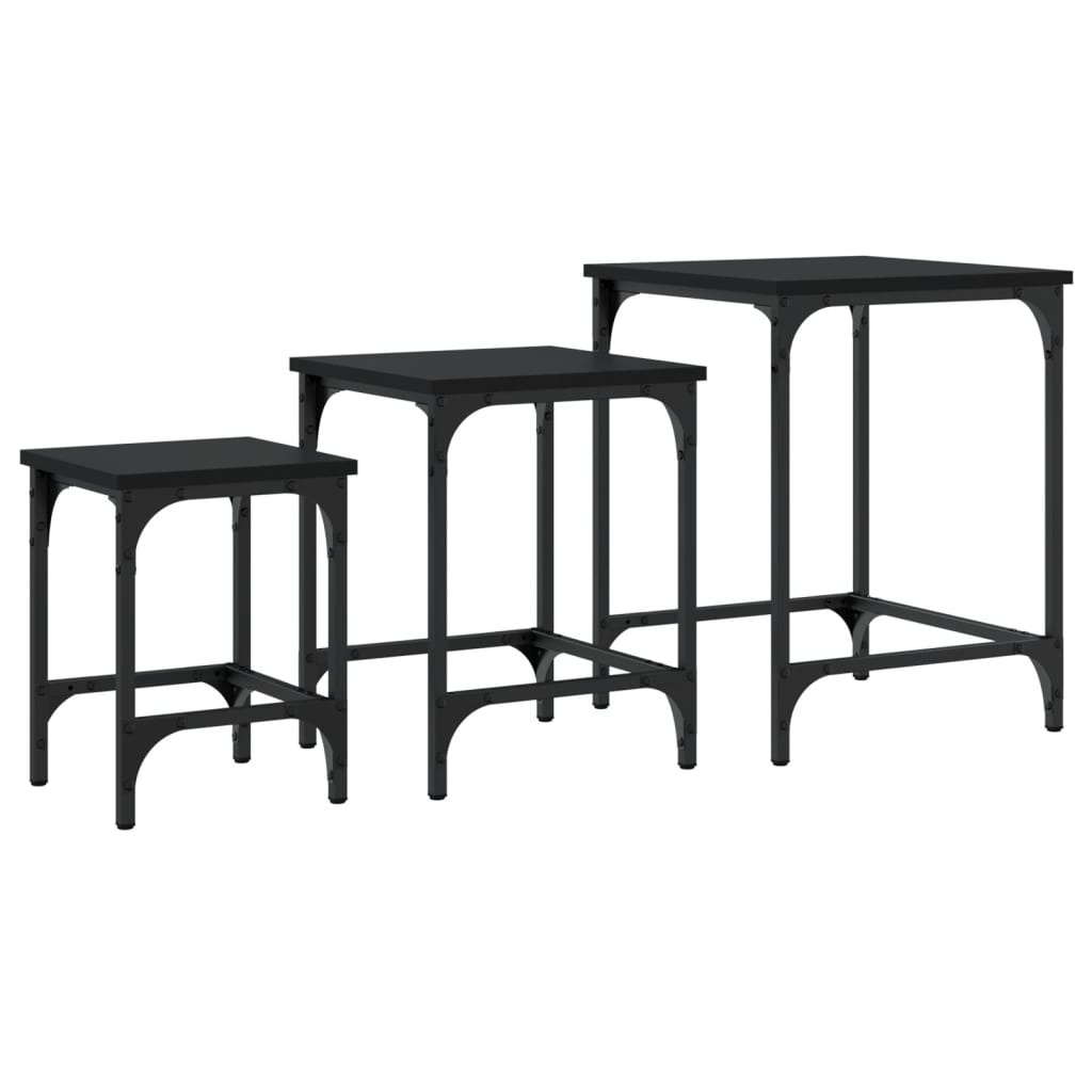 vidaXL Tables basses gigognes 3 pcs noir bois d'ingénierie