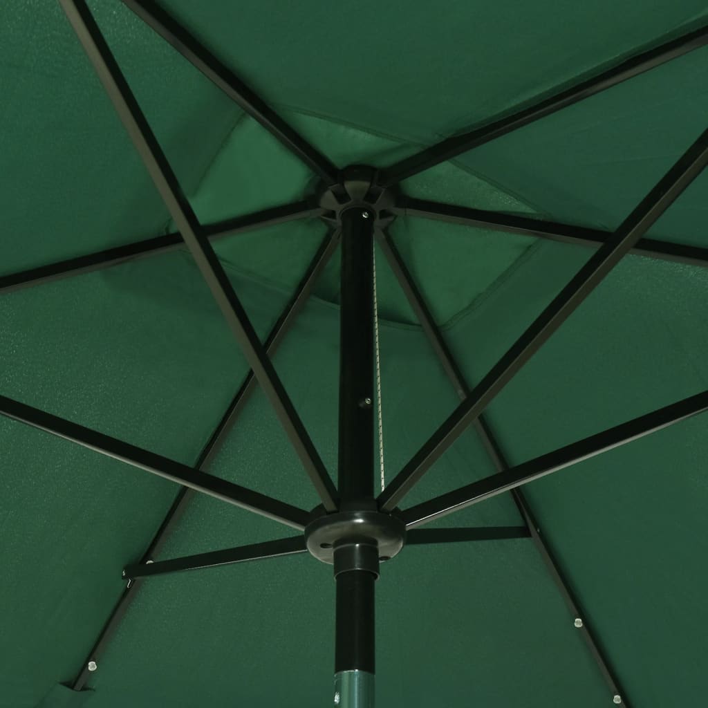 vidaXL Parasol de jardin avec LED et mât en acier Vert 2x3 m