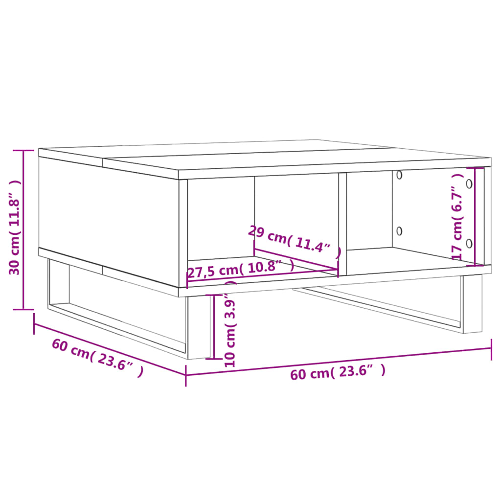 vidaXL Table basse Noir 60x60x30 cm Bois d'ingénierie