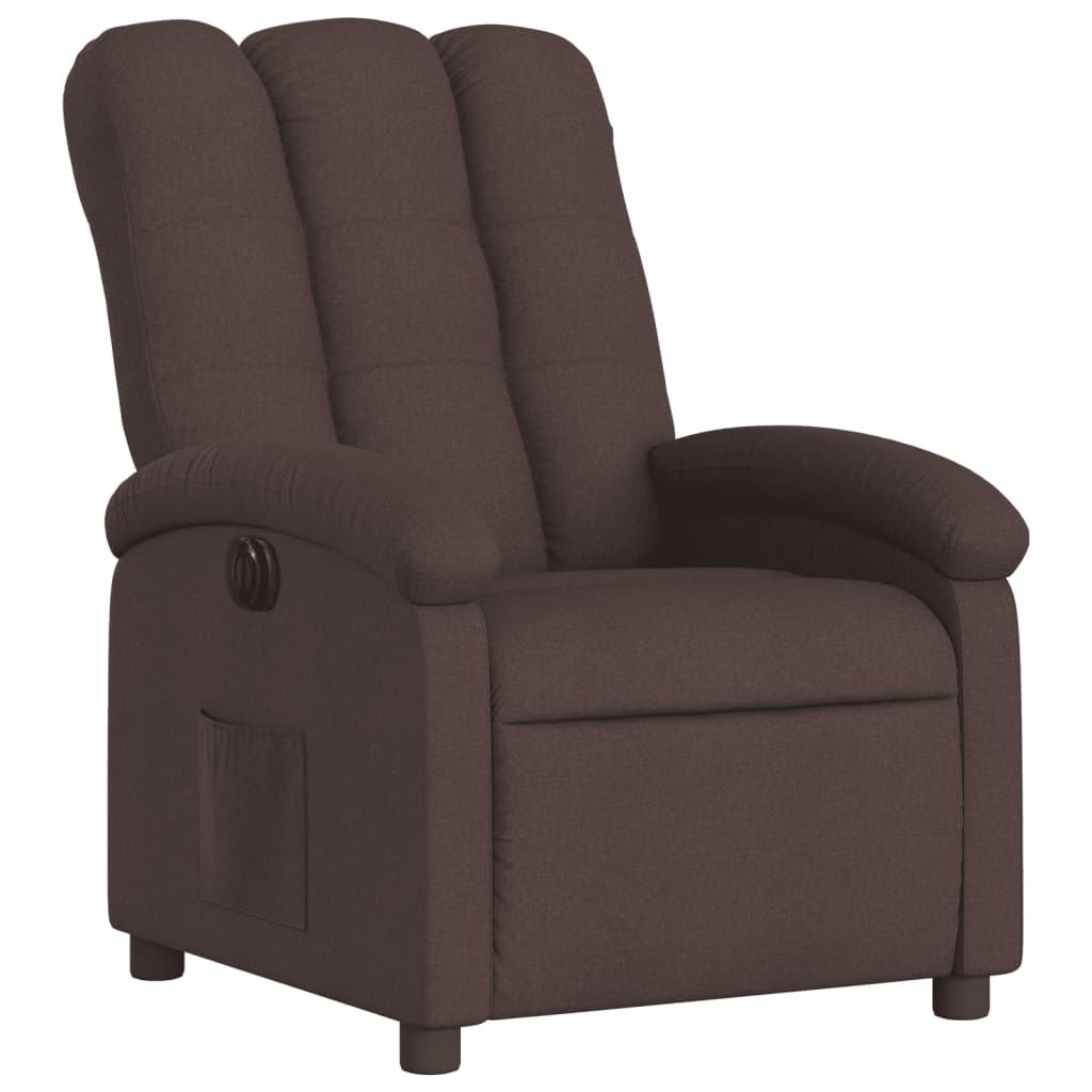 vidaXL Fauteuil inclinable électrique Marron foncé Tissu