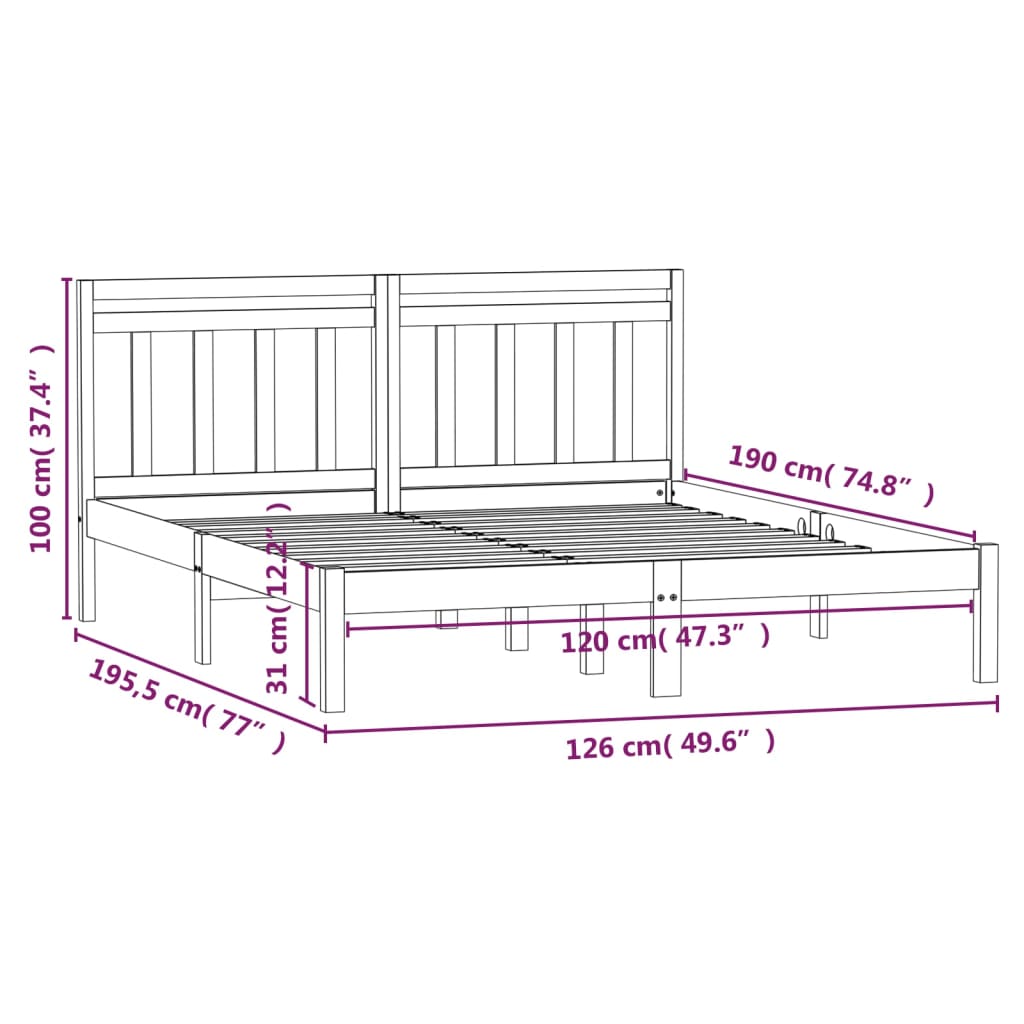 vidaXL Cadre de lit sans matelas bois massif