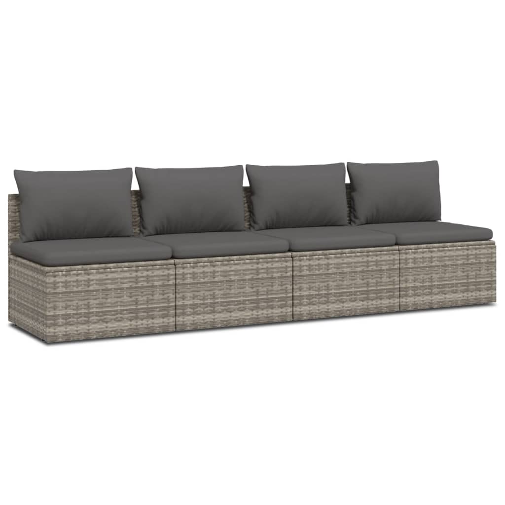 vidaXL Salon de jardin 4 pcs avec coussins Gris Résine tressée