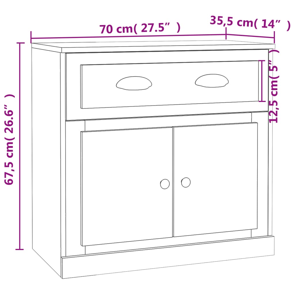 vidaXL Buffets 2 pcs chêne sonoma bois d'ingénierie