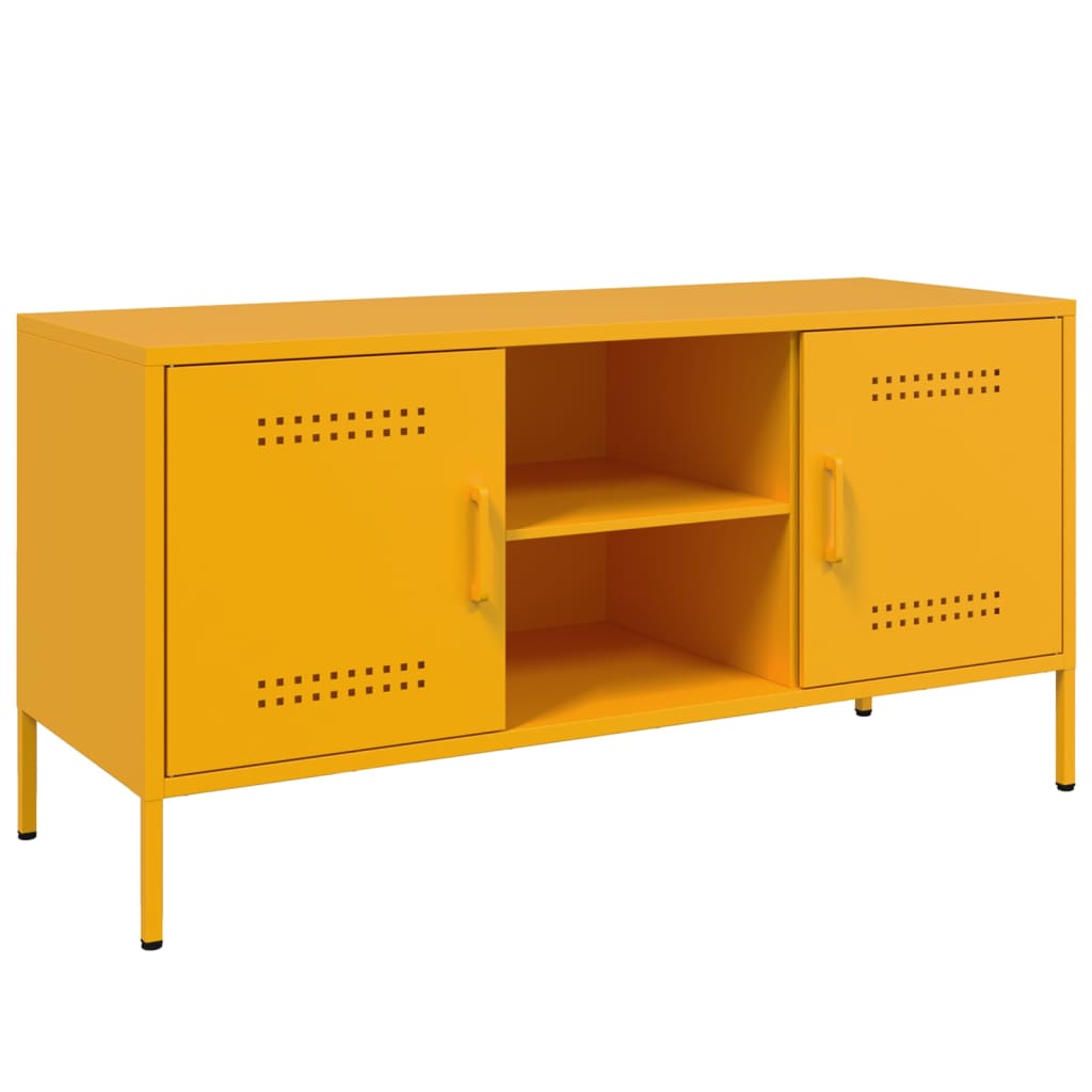 vidaXL Meuble TV jaune moutarde 100,5x39x50,5 cm acier