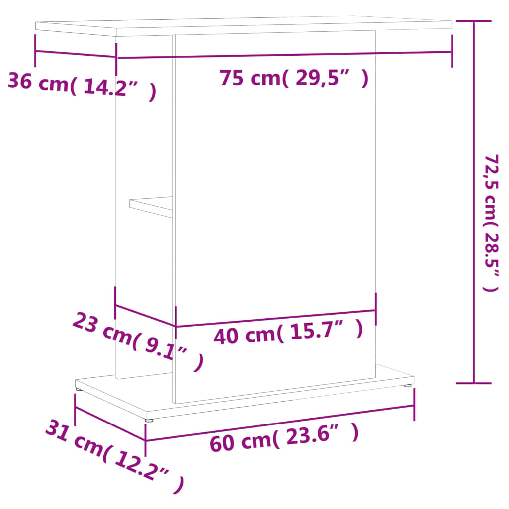 vidaXL Support pour aquarium noir 75x36x72,5 cm bois d'ingénierie