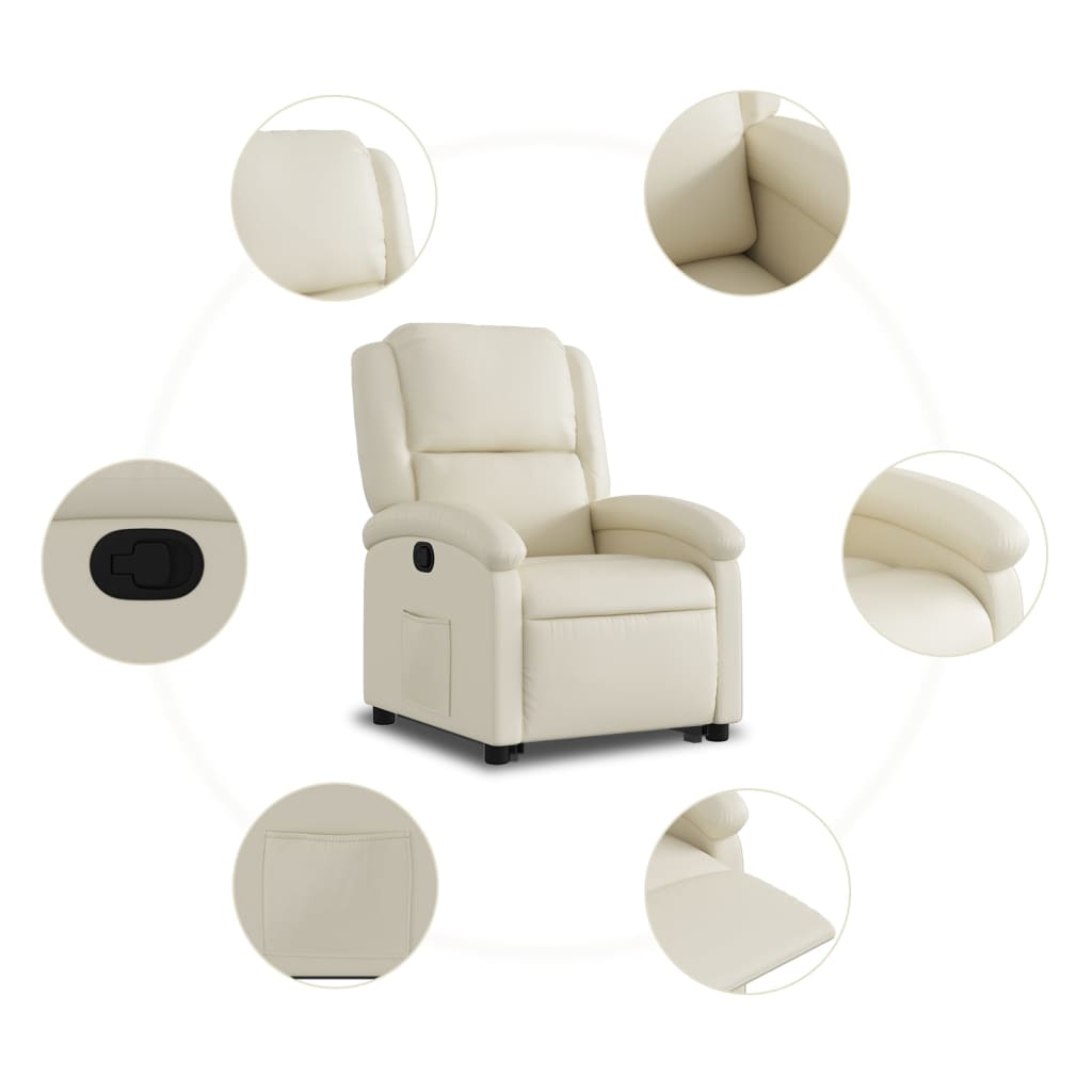 vidaXL Fauteuil inclinable Crème Similicuir