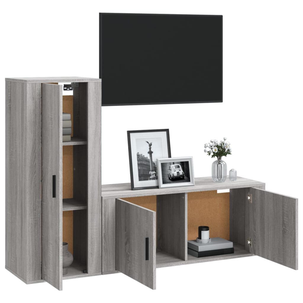 vidaXL Ensemble de meubles TV 2 pcs Sonoma gris Bois d'ingénierie