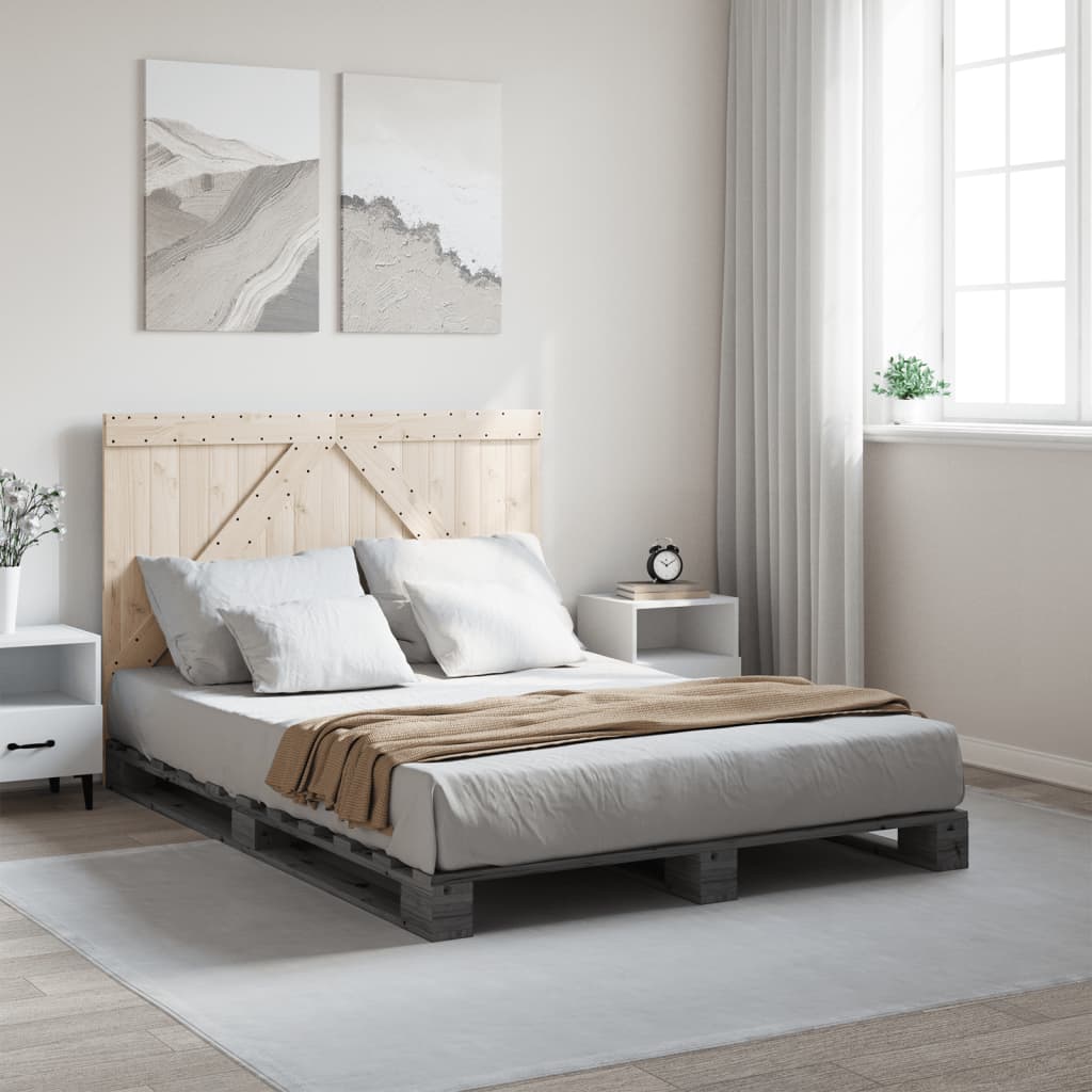 vidaXL Cadre de lit sans matelas gris 160x200 cm bois de pin massif