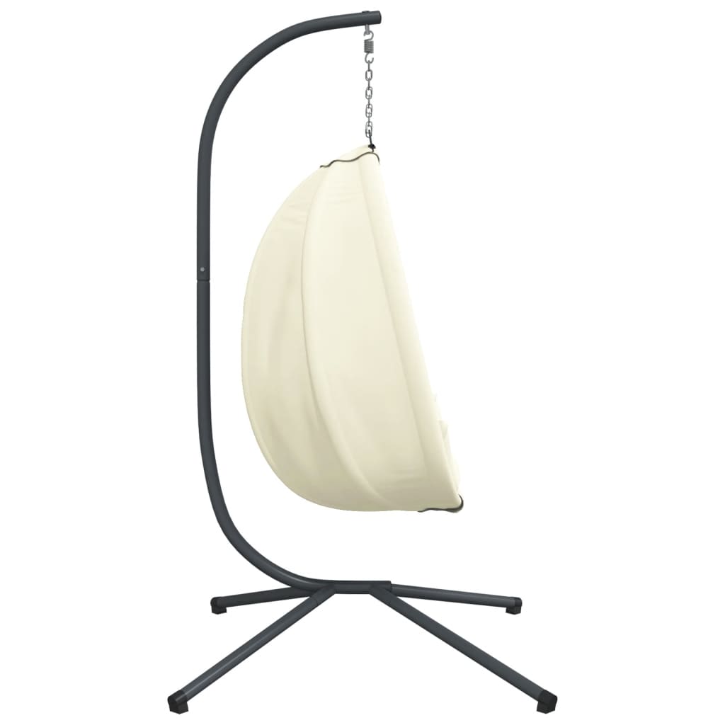 vidaXL Chaise suspendue en forme d'œuf et support beige tissu et acier