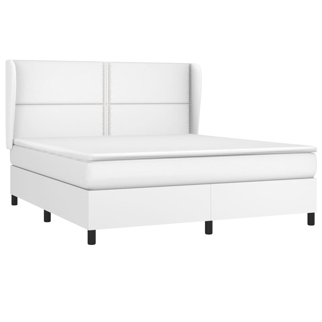 vidaXL Sommier à lattes de lit avec matelas Blanc 160x200cm Similicuir