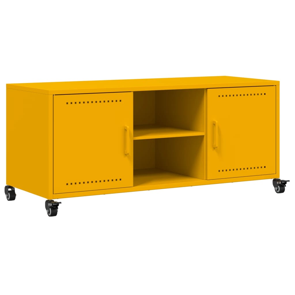 vidaXL Meuble TV jaune moutarde 100,5x39x43,5 cm acier