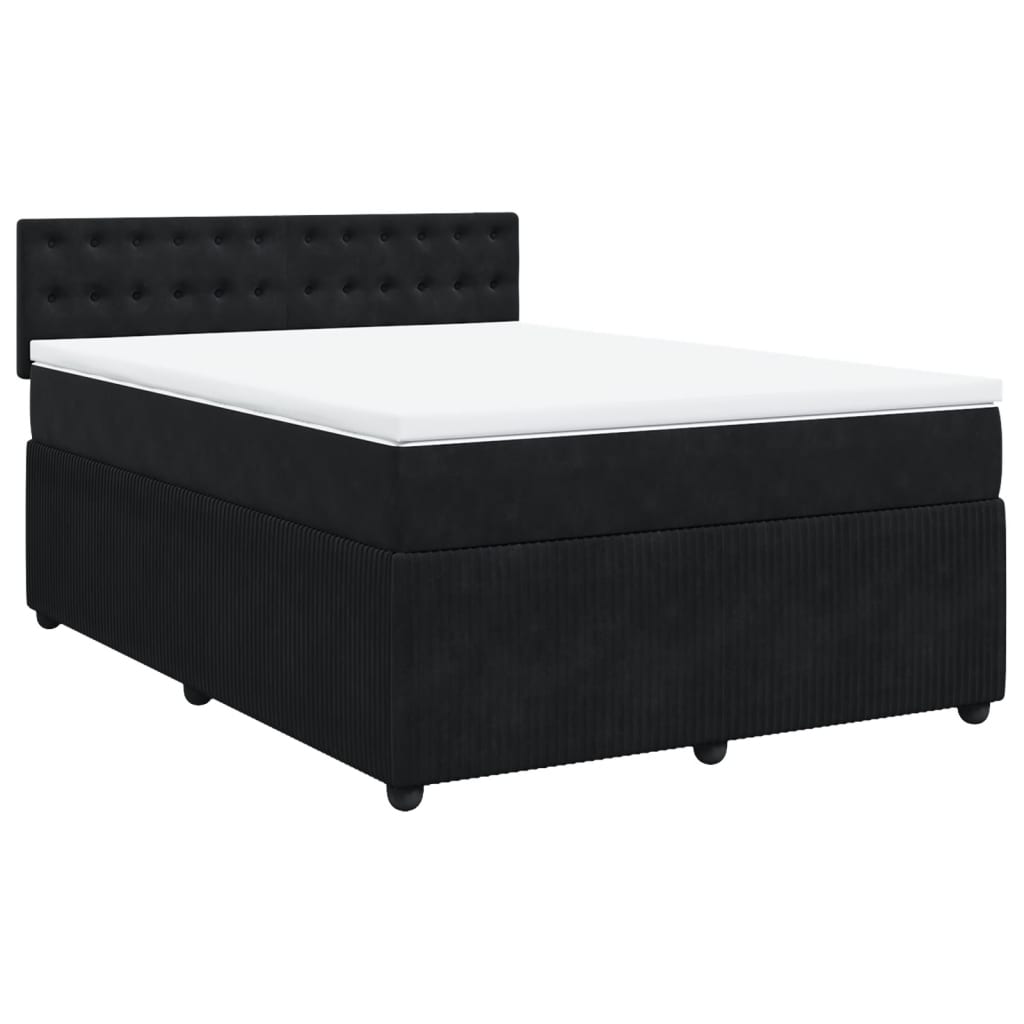 vidaXL Sommier à lattes de lit avec matelas Noir 140x190 cm Velours