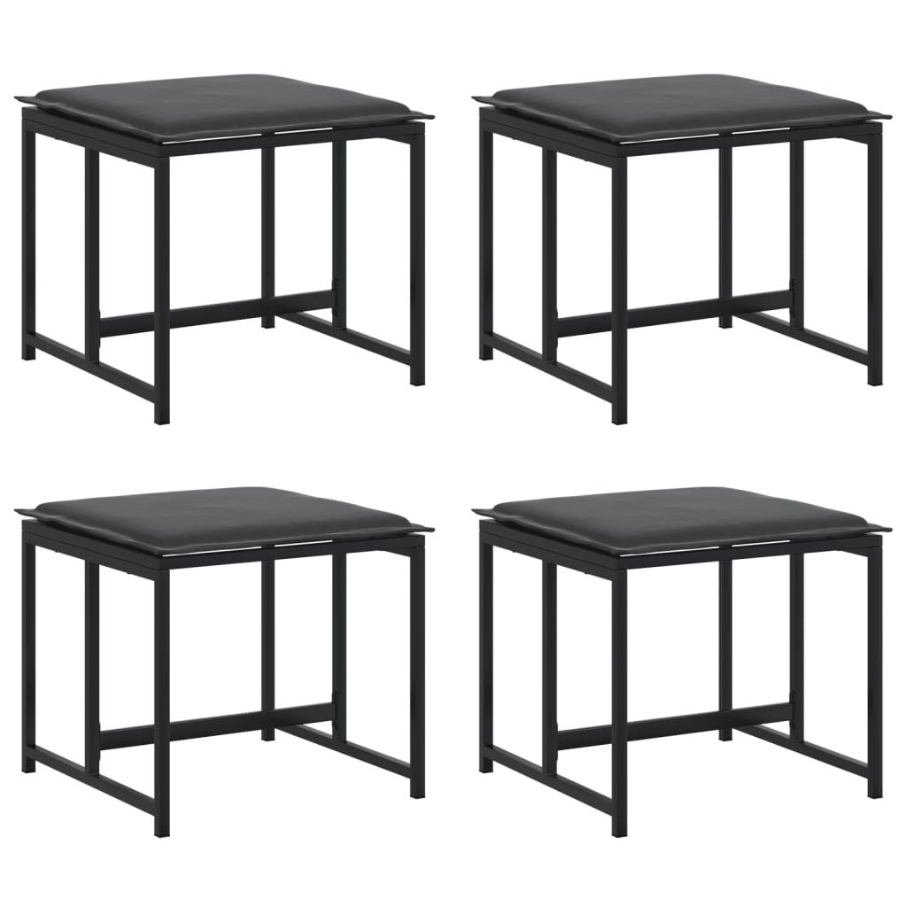 vidaXL Tabourets de jardin avec coussins lot de 4 noir acier/textilène