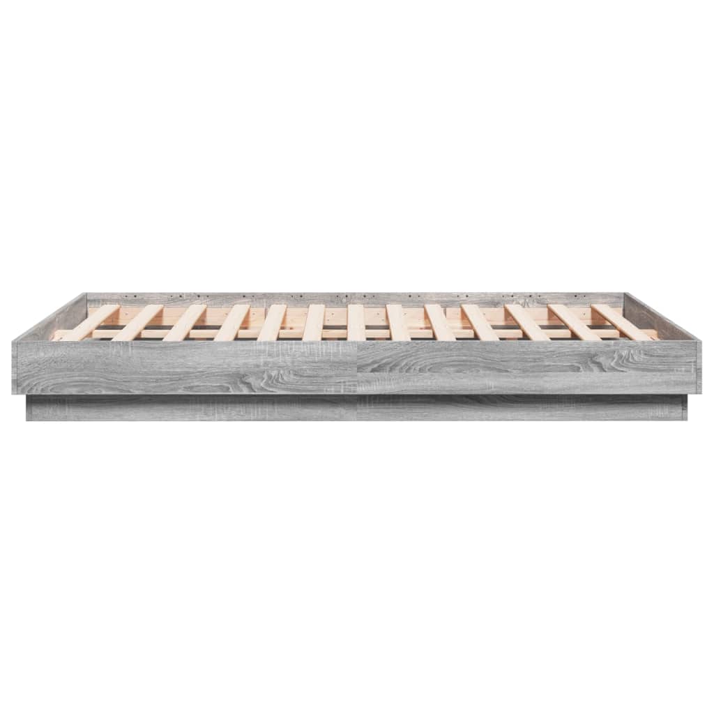 vidaXL Cadre de lit avec LED sans matelas sonoma gris 140x190 cm