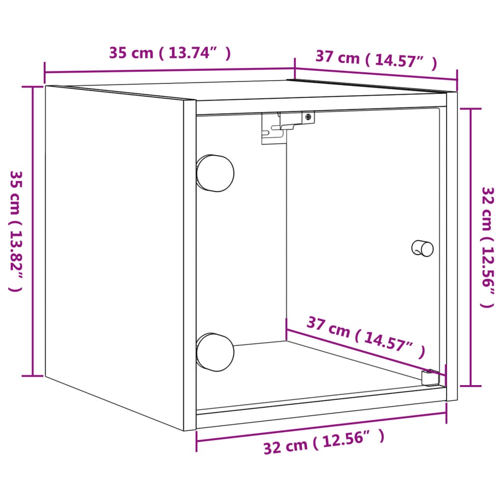 vidaXL Table de chevet avec porte en verre chêne fumé 35x37x35 cm