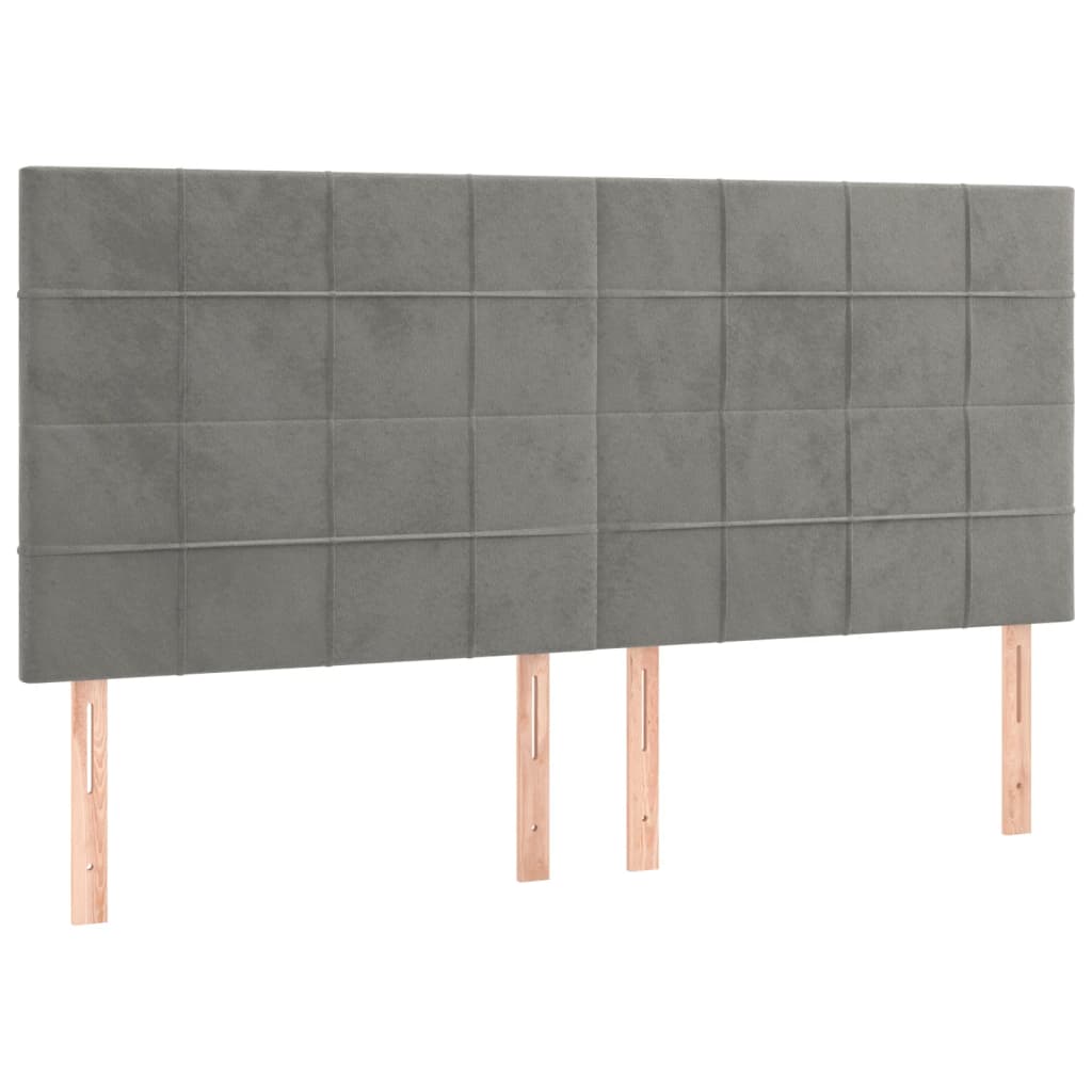 vidaXL Tête de lit à LED Gris clair 200x5x118/128 cm Velours