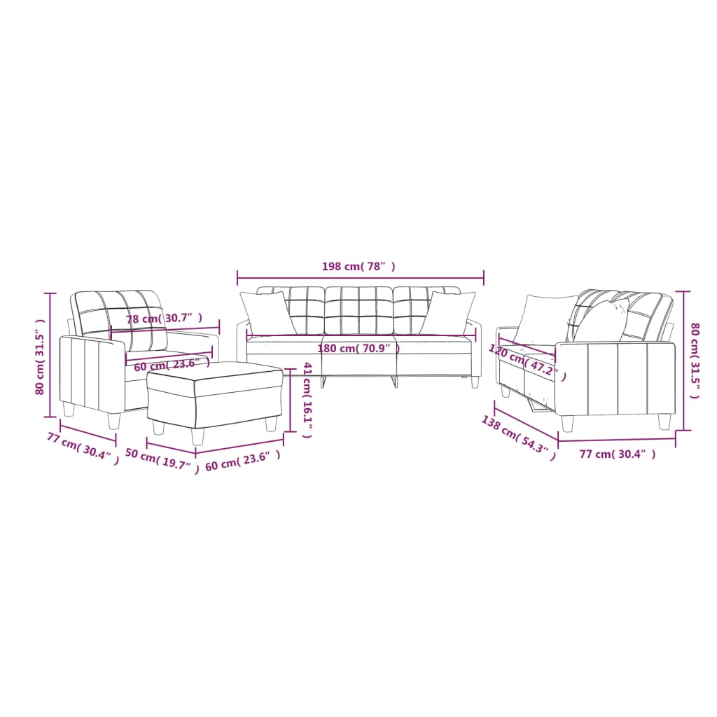 vidaXL Ensemble de canapés 4 pcs avec coussins gris similicuir